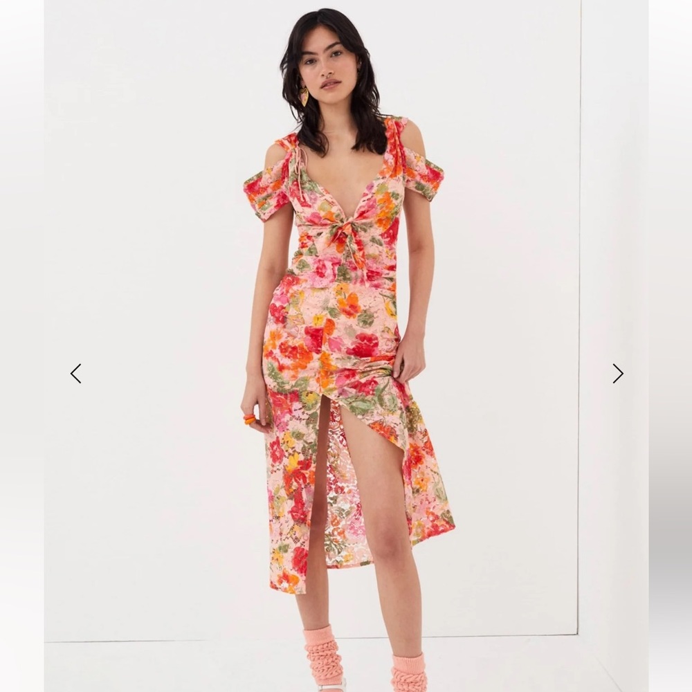 For Love & Lemons - NWT Beth Midi Dress Pink Size L